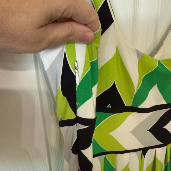 Maggy London Dress Womens 8 Petite Tank Stretch Knit V Neck Abstract 90s A Line - Picture 4 of 5